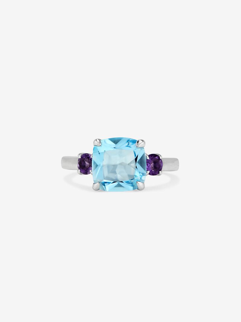 Triplet ring made of 925 silver with topaz and amethyst image number 2