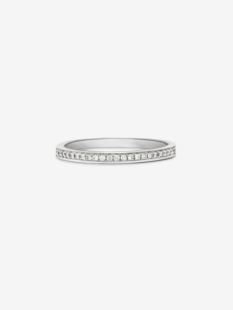 Half-band engagement ring in 18K white gold with diamonds on the band 0.12ct. image number 2