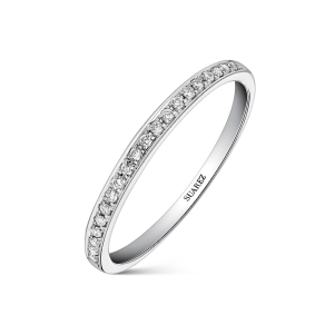 Media alianza de oro blanco con diamantes | Joyería Suarez