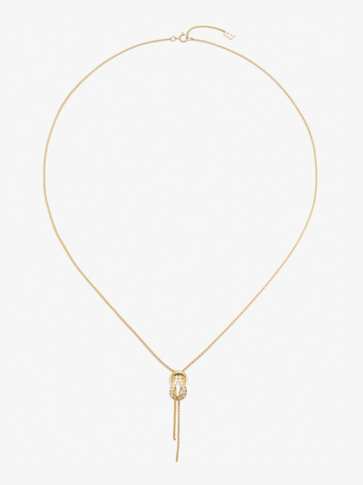 18K yellow gold pendant with 26 brilliant-cut diamonds with a total of 0.16 cts and a knot shape