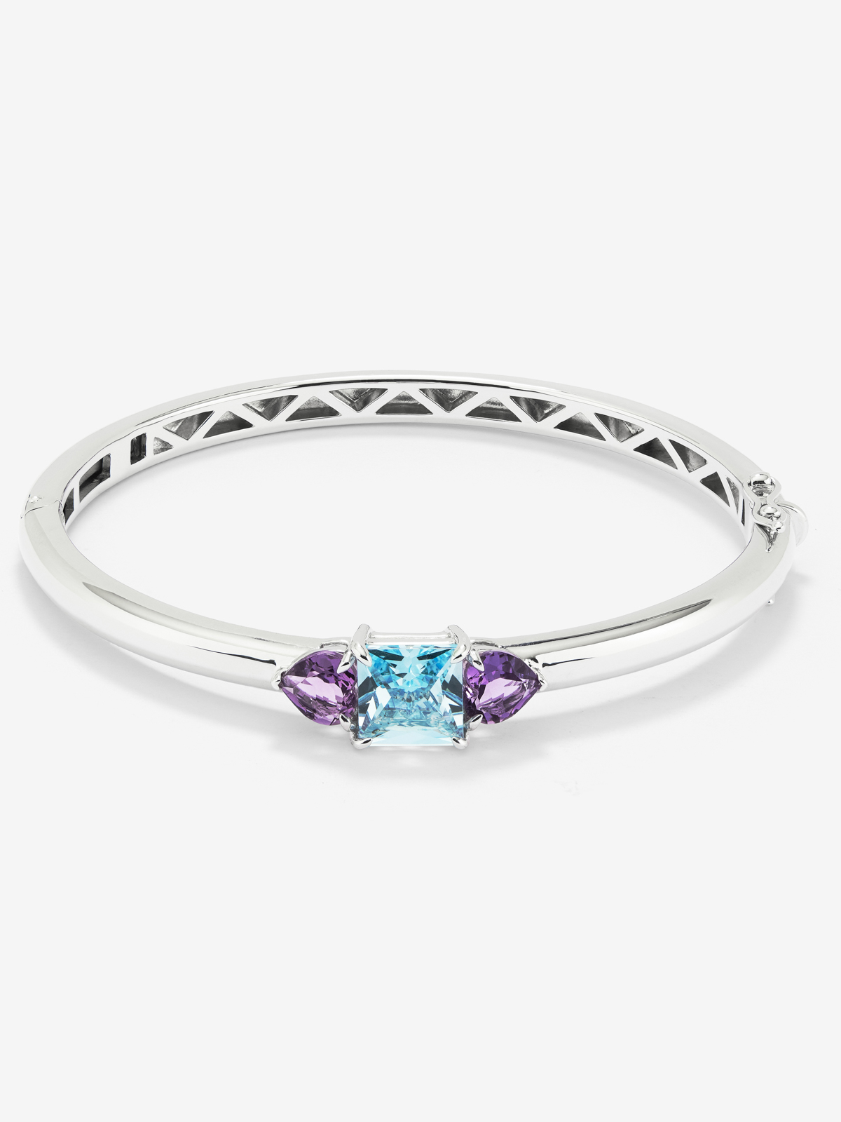 Pulsera rígida de plata 925 con topacio y amatistas