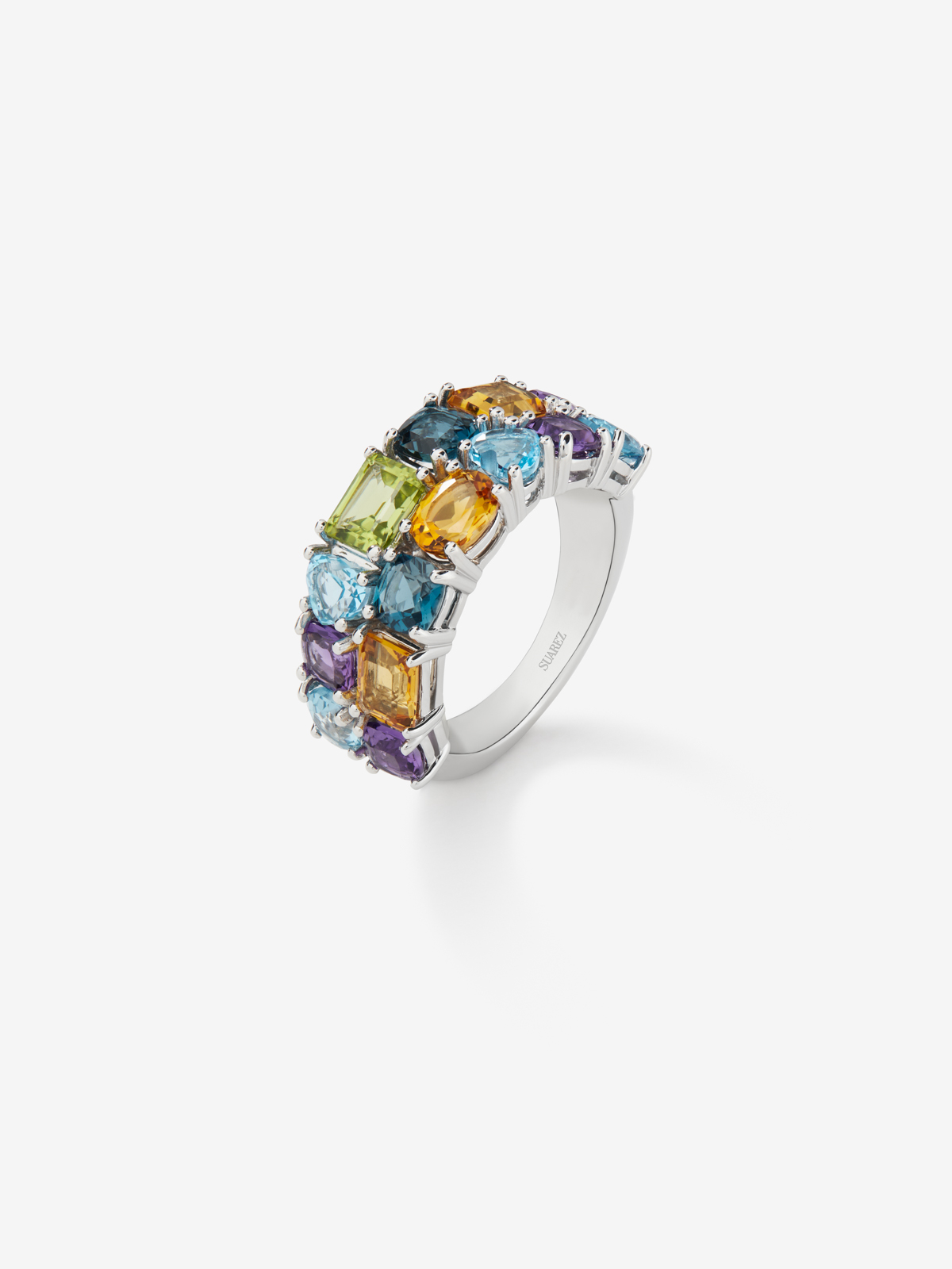 Half Double Alliance of 925 silver with multicolored gems