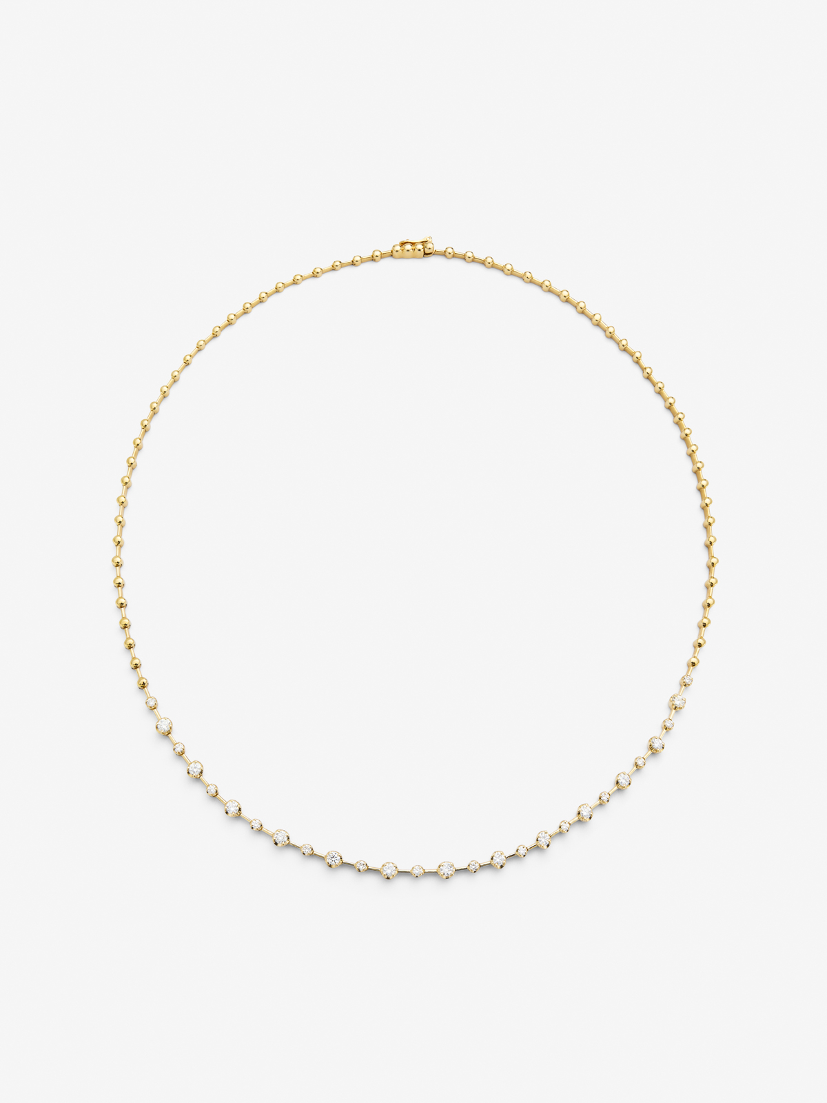 Collar de oro amarillo de 18K con diamantes blancos en talla brillante de 0,95 cts