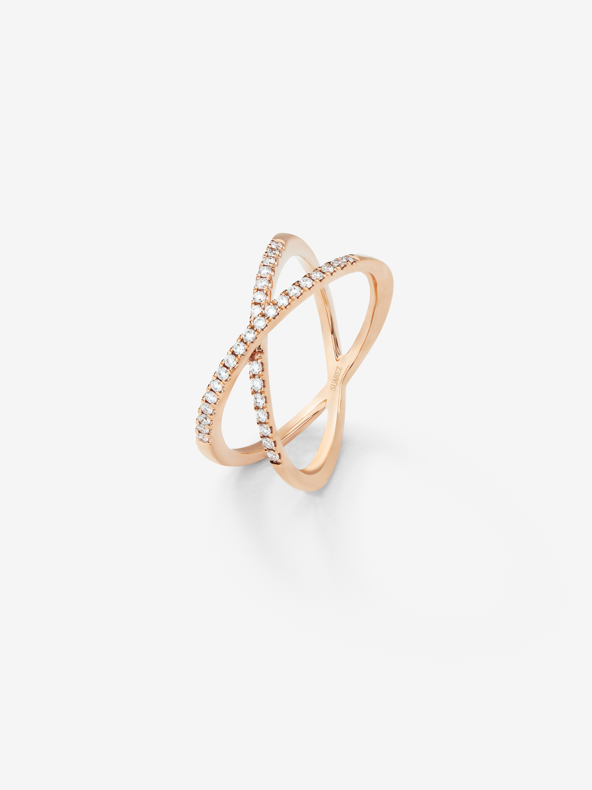 18K Rose Gold Cross Ring with Diamonds