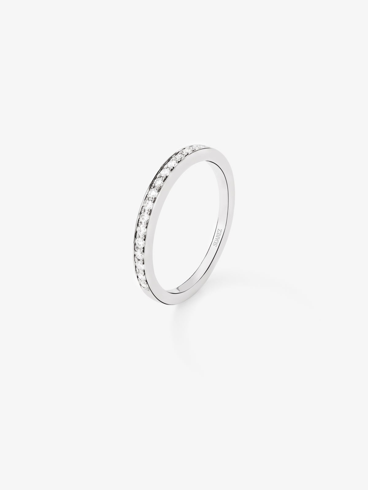 Anillo alianza de compromiso de oro blanco de 18K con diamantes