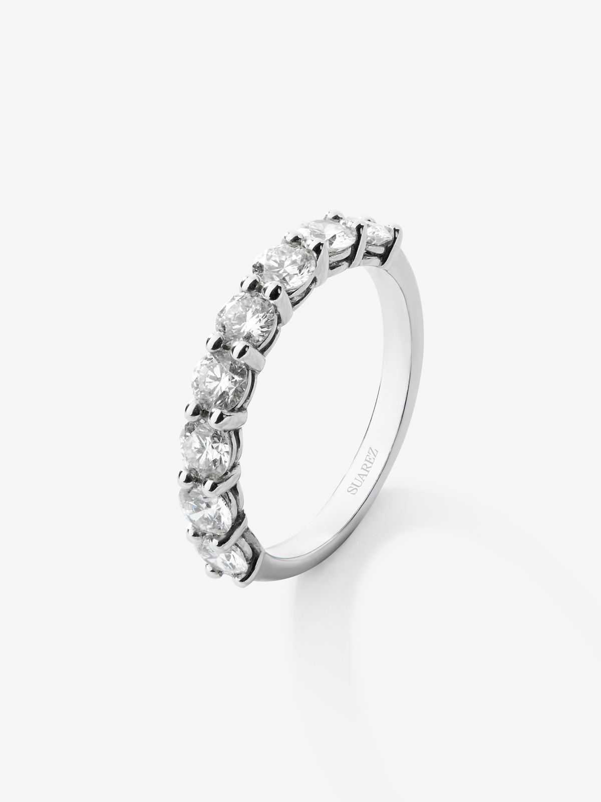 Anillo alianza de compromiso de oro blanco de 18K con diamantes
