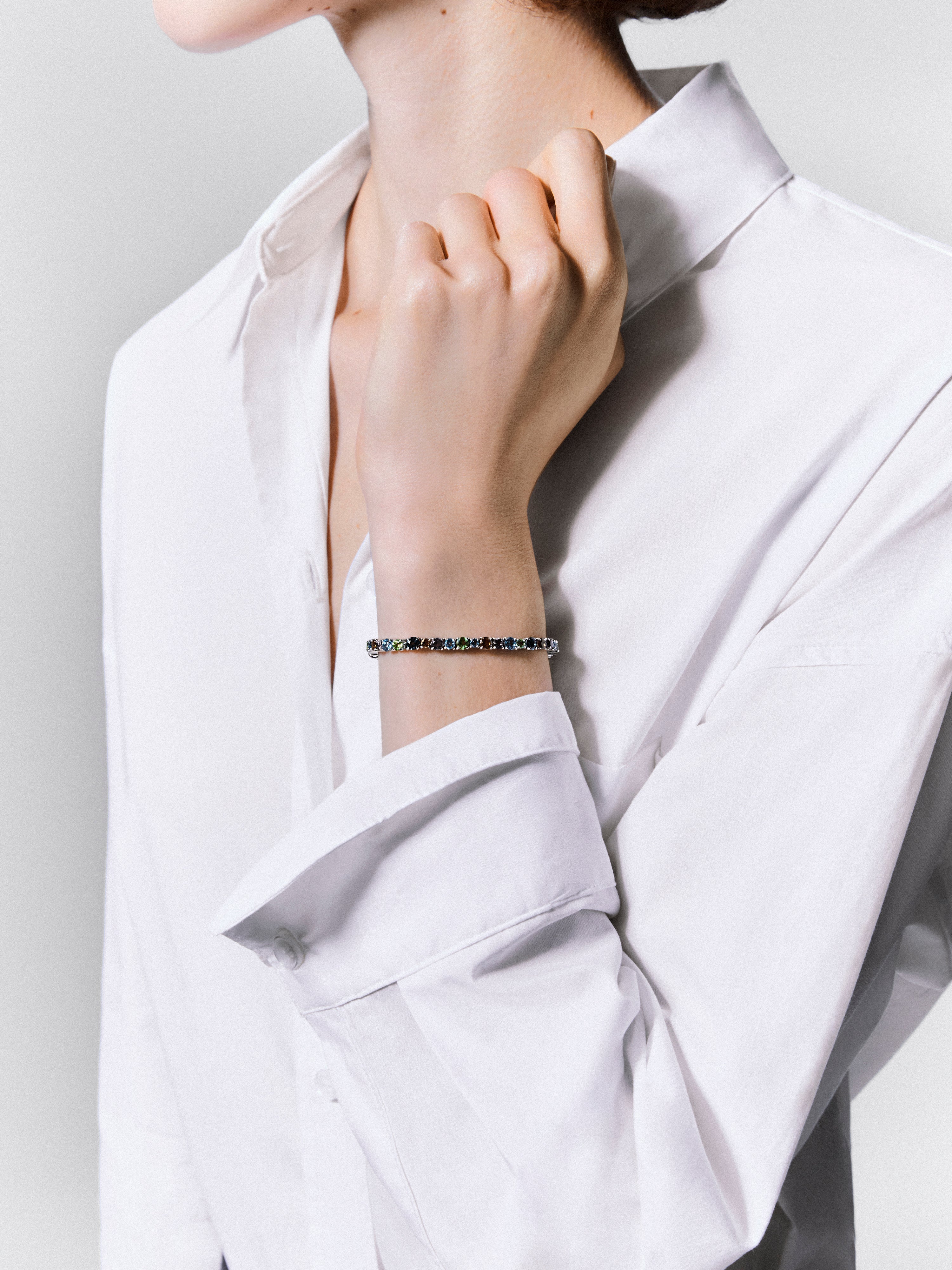 Pulsera riviere de plata 925 con gemas multicolor