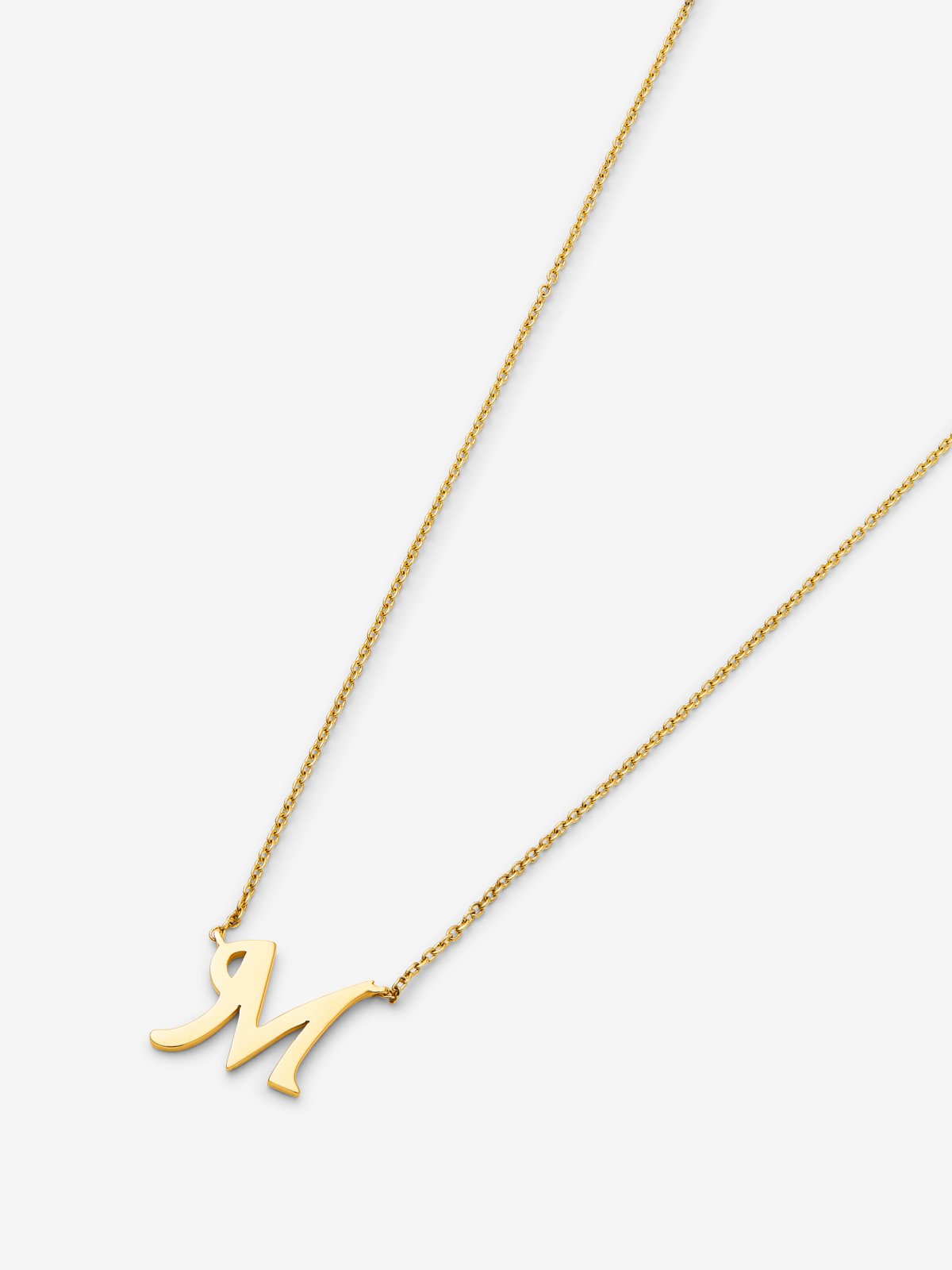 Colgante de oro amarillo de 18K con letra M