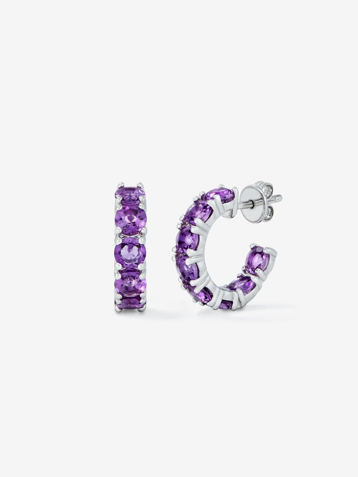 Pendientes aro de plata 925 de amatista