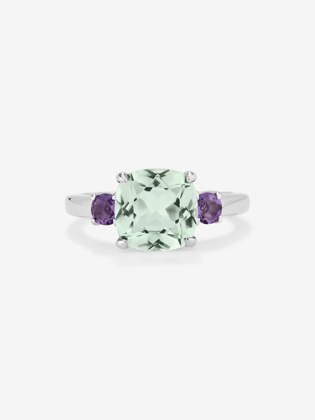 925 Silver Trio Ring with Green and Purple Amethyst