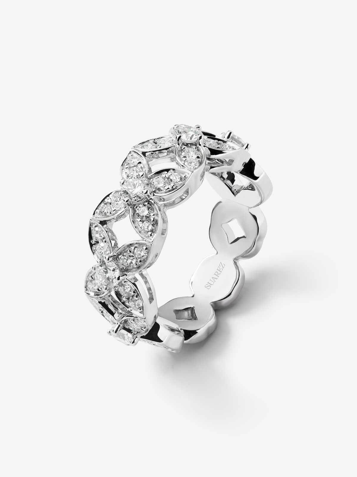Anillo de oro blanco de 18K con diamantes blancos en talla brillante de 0,34 cts