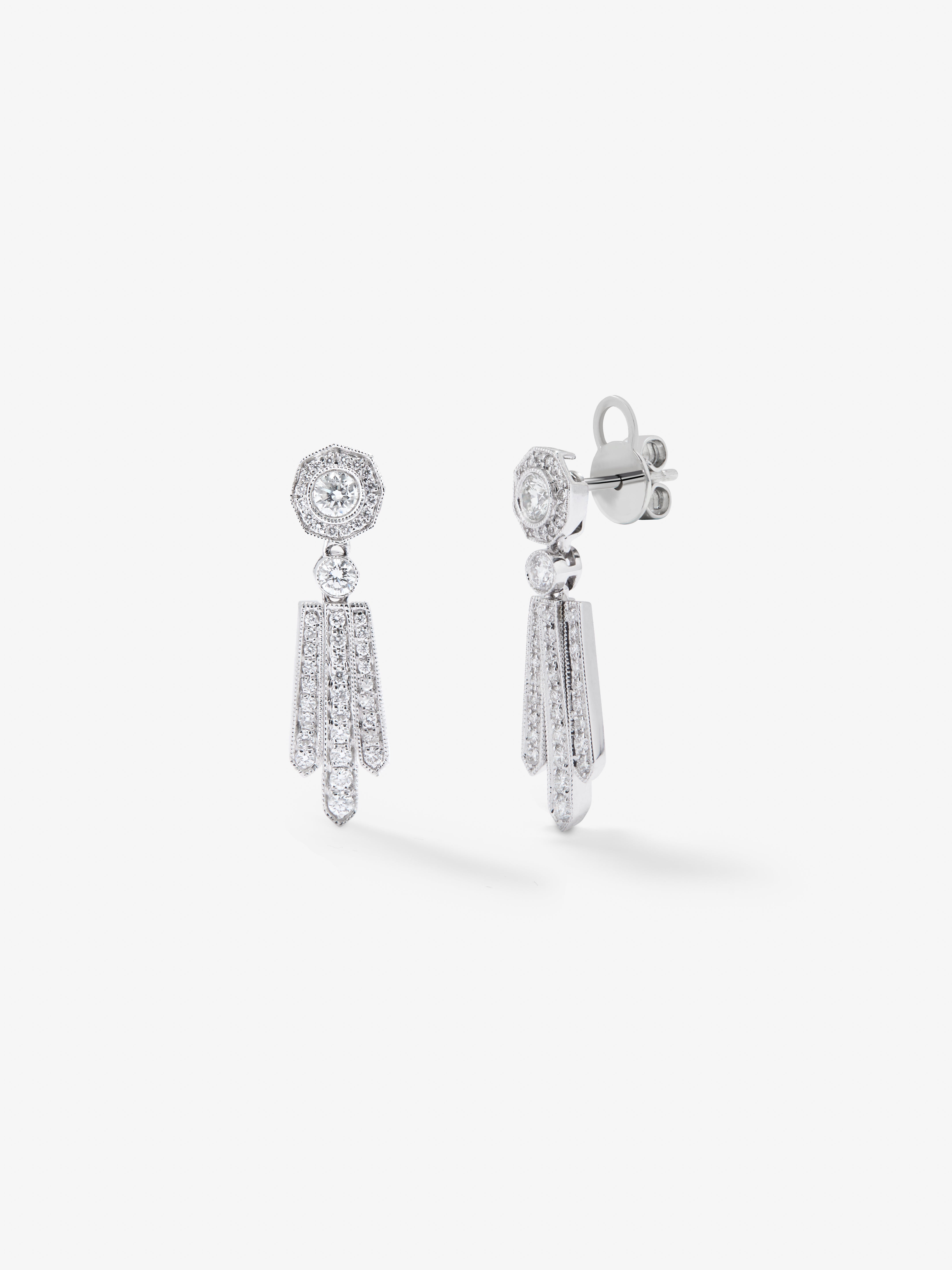 Pendientes desmontables de oro blanco de 18kt con diamantes