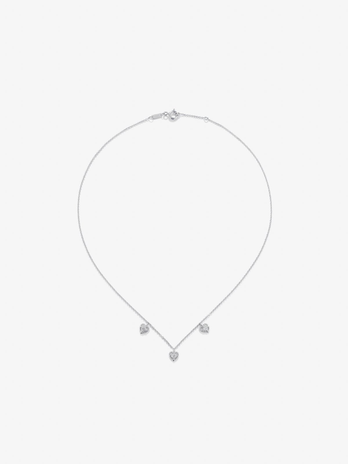 Collar de oro blanco de 18kt con corazones de diamantes de 0,18cts