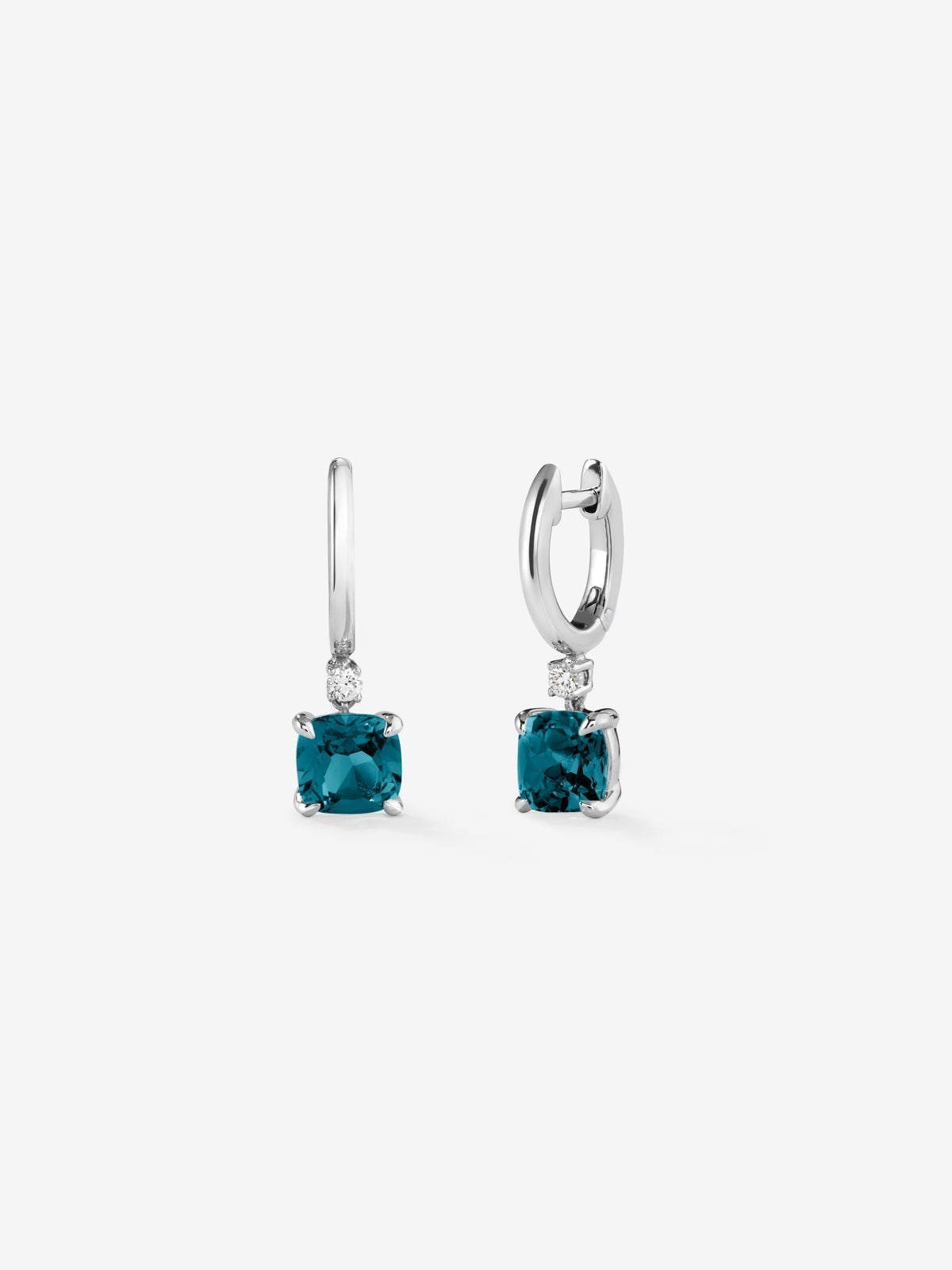 Pendientes aro de plata 925 con topacio colgante