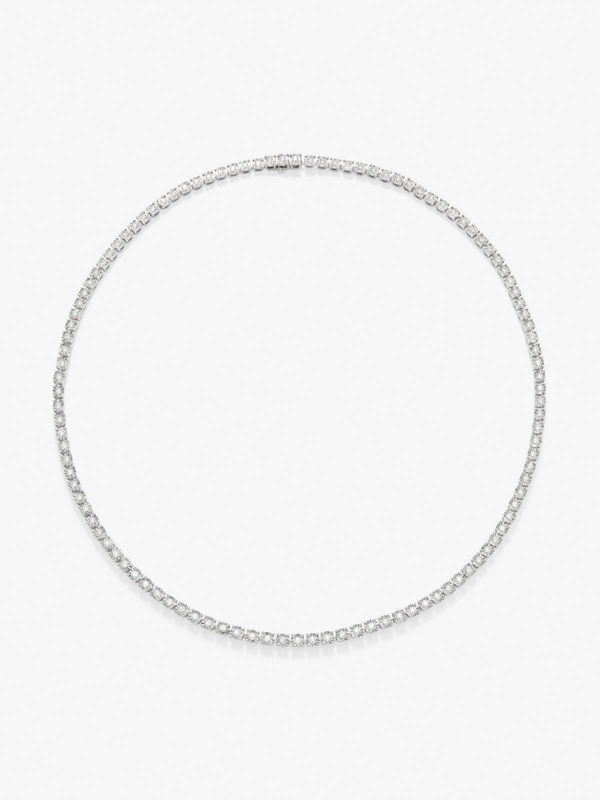 Collar gargantilla riviere de oro blanco de 18K con diamantes