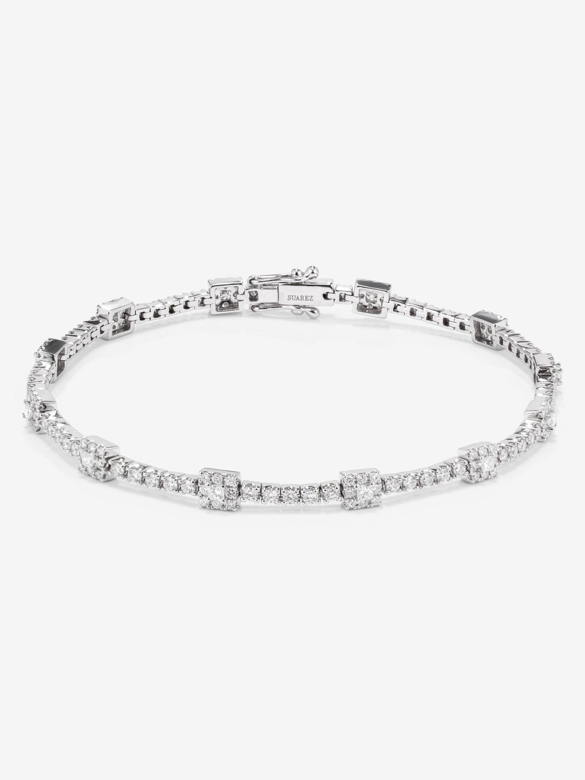 18kt white gold rivière bracelet with geometric motifs