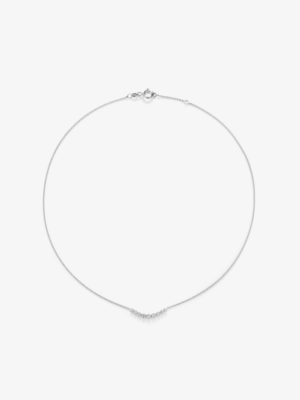 Colgante cadena de oro blanco de 18K con diamantes