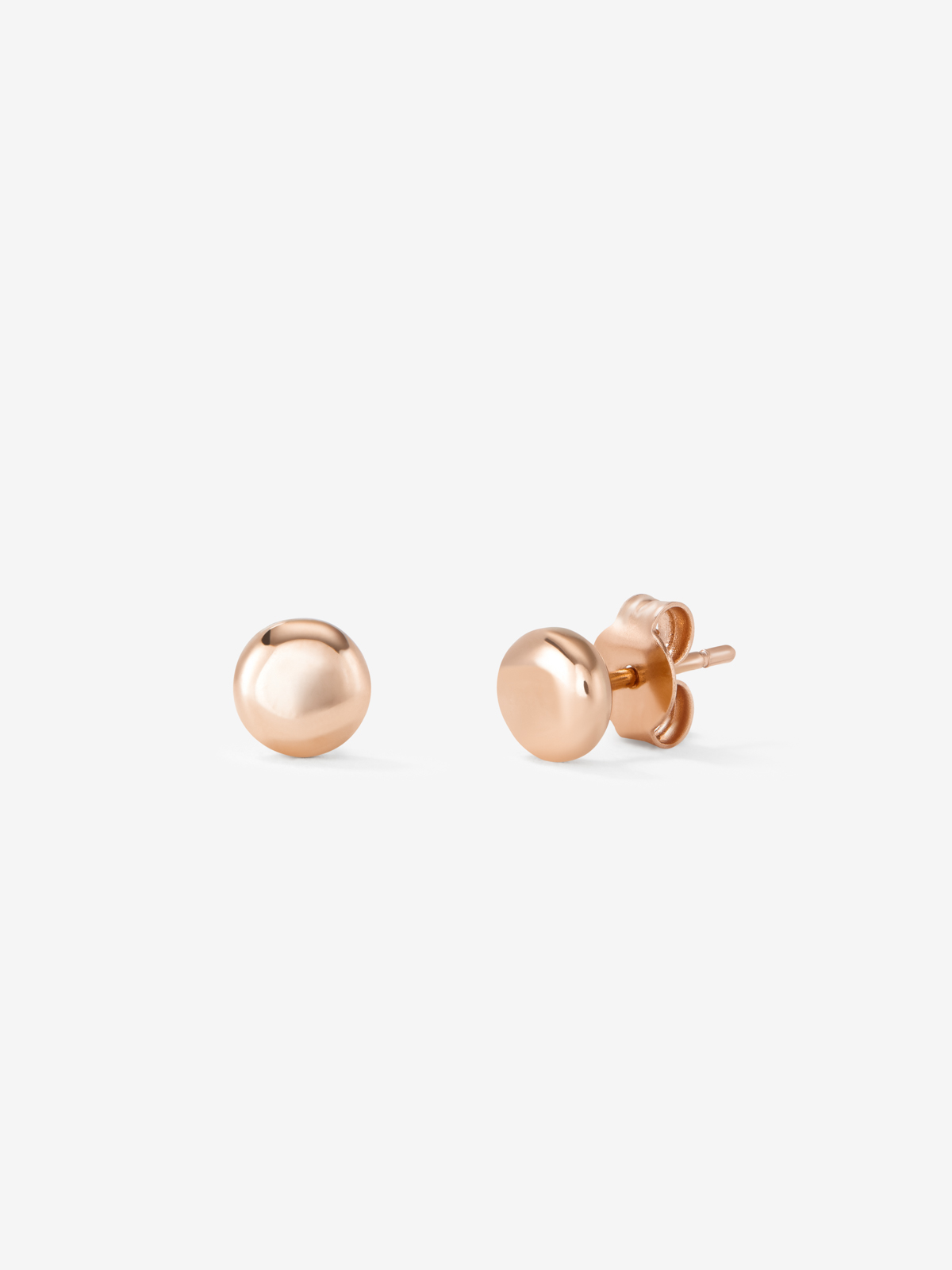 Small 18K rose gold button earrings