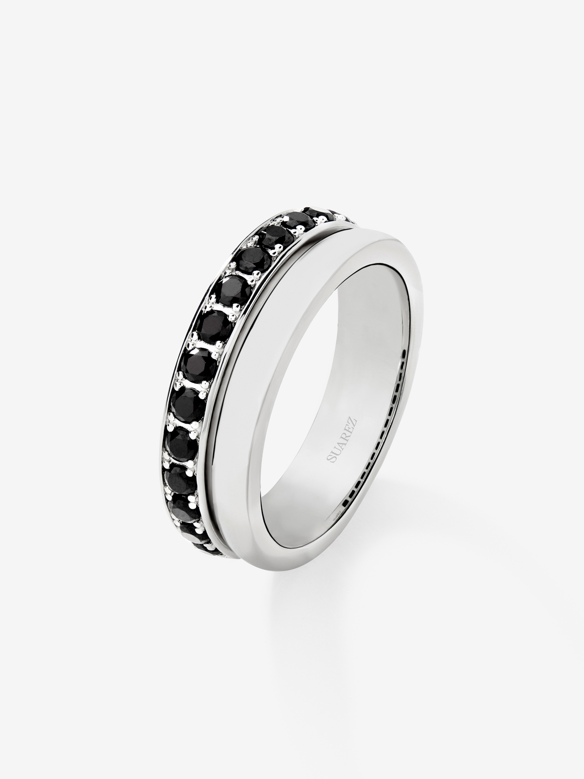 Anillo alianza doble de plata 925 con espinelas