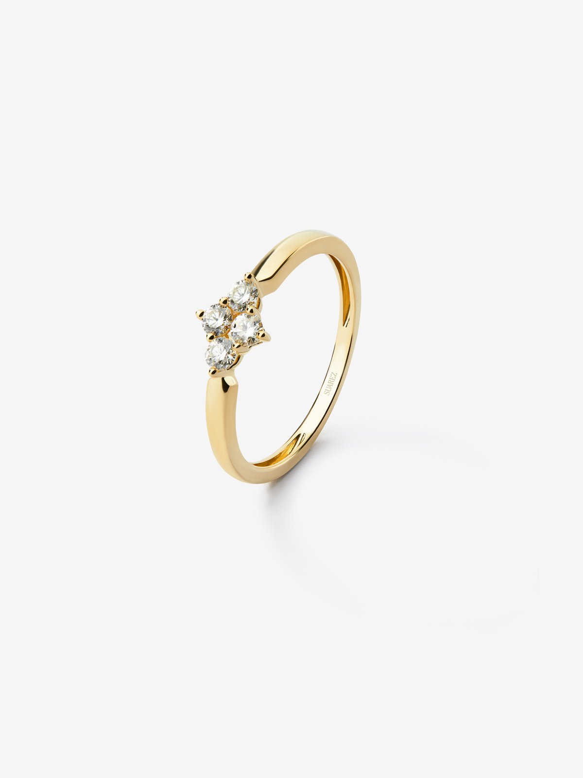 18K yellow gold ring with white diamonds of 0.25 cts