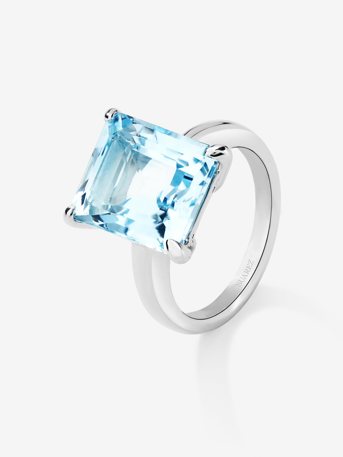 925 silver cocktail ring with sky blue topaz in octagonal cut