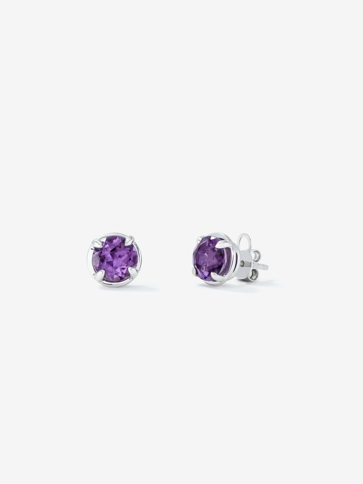Pendientes de plata 925 con 2 amatistas moradas en talla brillante