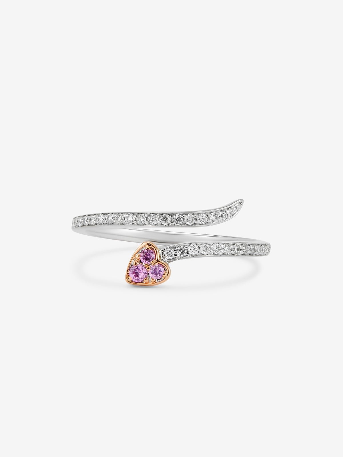 Anillo de oro rosa y oro blanco de 18kt con diamantes y zafiros