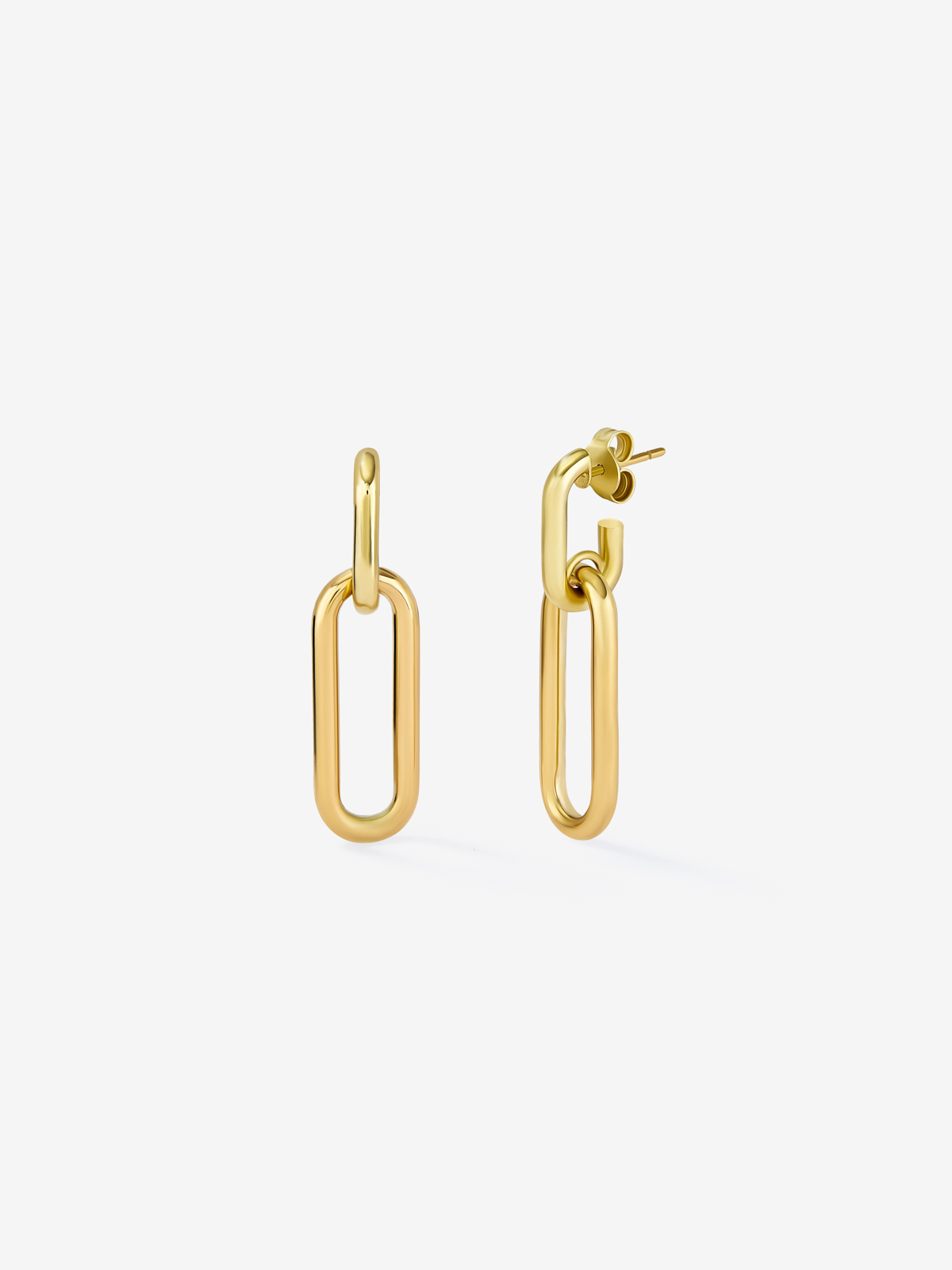 Medium-sized 18k yellow gold forza link earrings