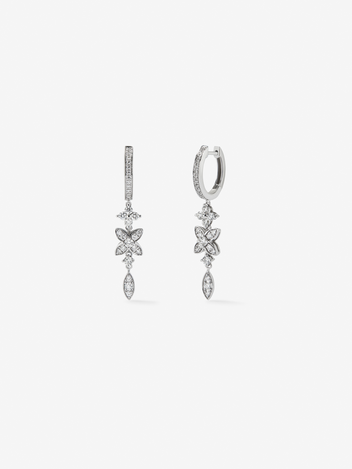 18K white gold earrings with 0.76 ct brilliant cut diamonds