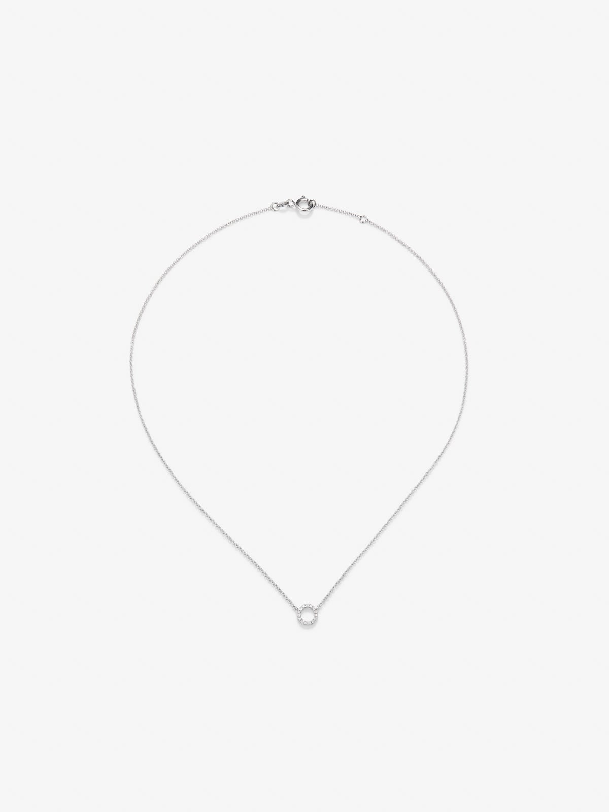 Colgante cadena círculo de oro blanco de 18K y diamantes