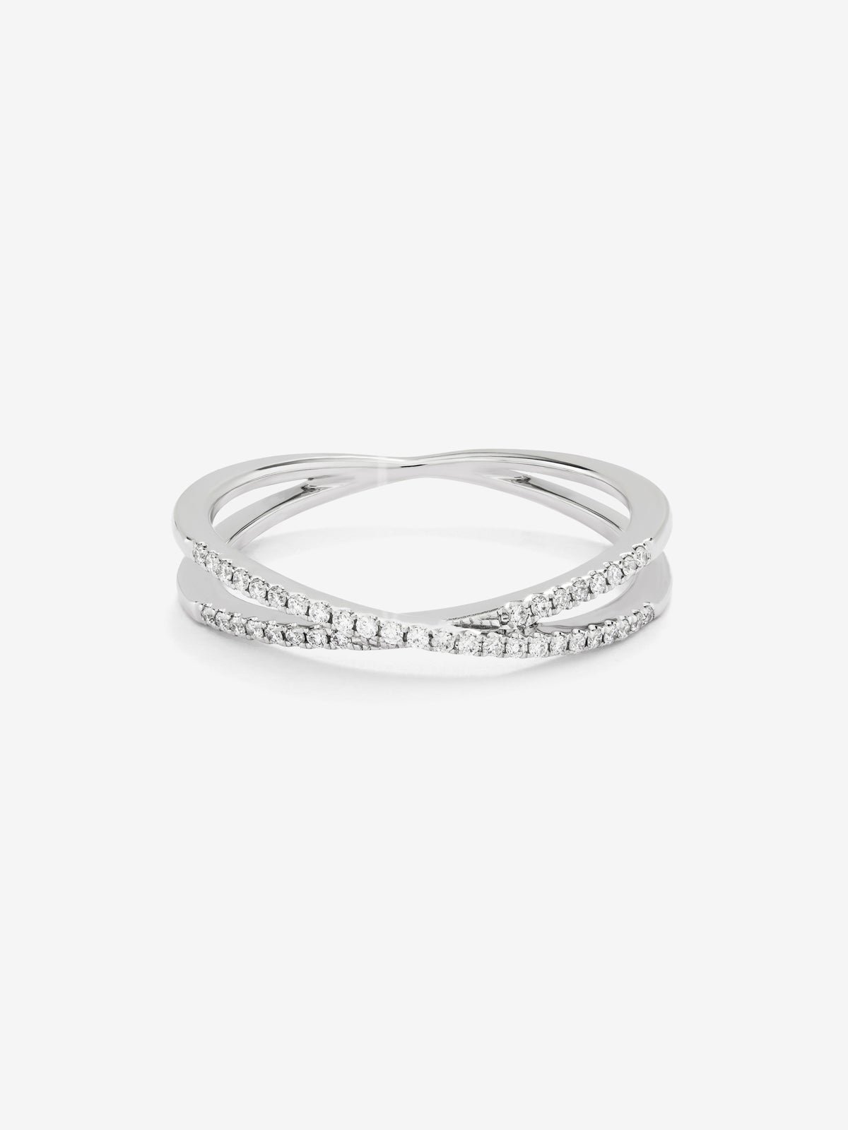 Anillo doble de oro blanco de 18K de diamantes