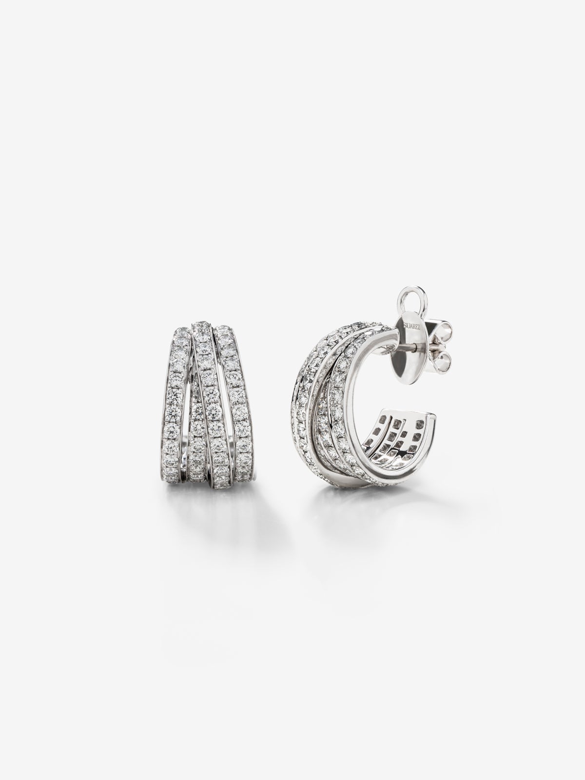 Pendientes de aro de oro blanco de 18K con diamantes blancos en talla brillante de 2,9 cts