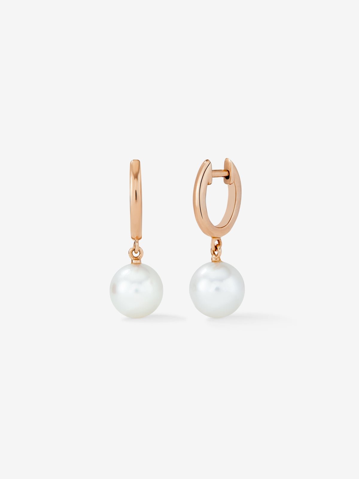 18K rose gold earrings with 2 8.5mm akoya pearls