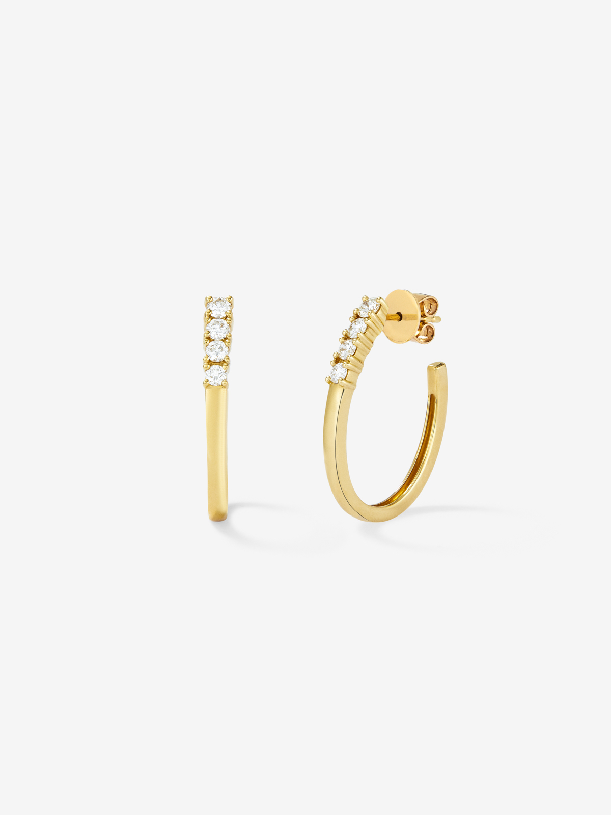 18k yellow gold ring earrings with white 0.5 cts bright diamonds