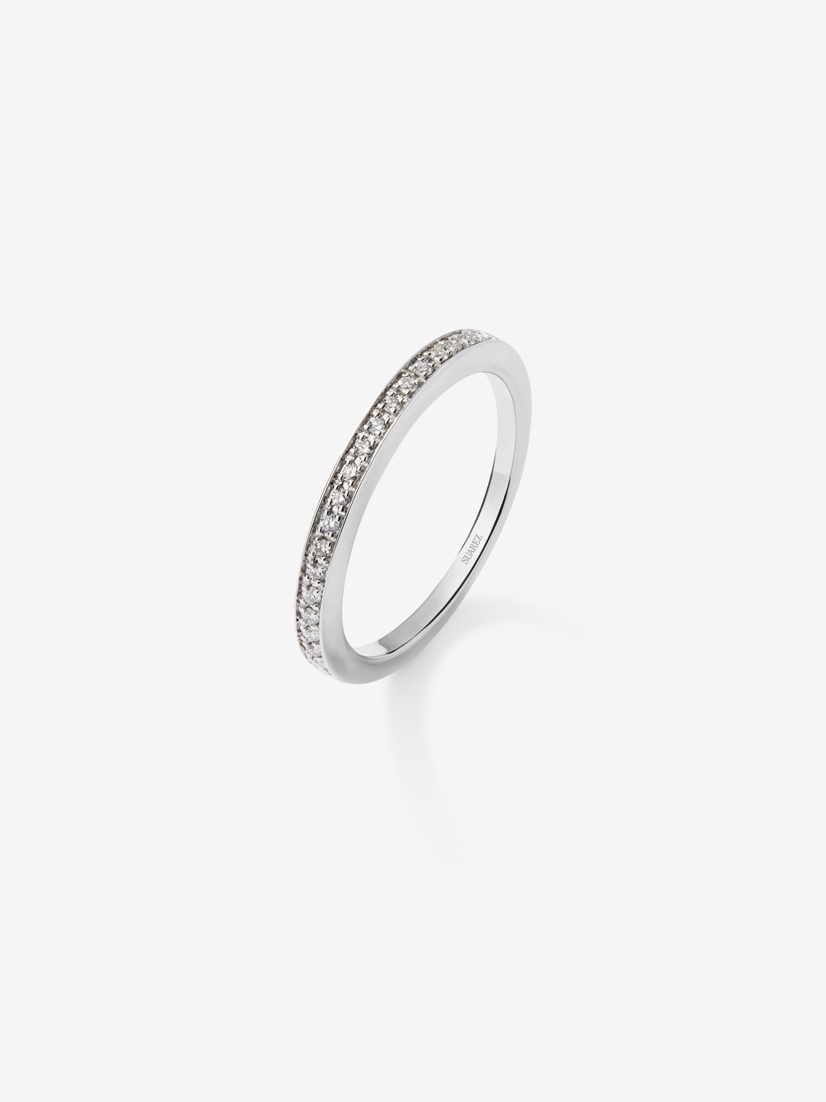 18K White Gold Commitment Ring with white diamonds of 0.1 cts