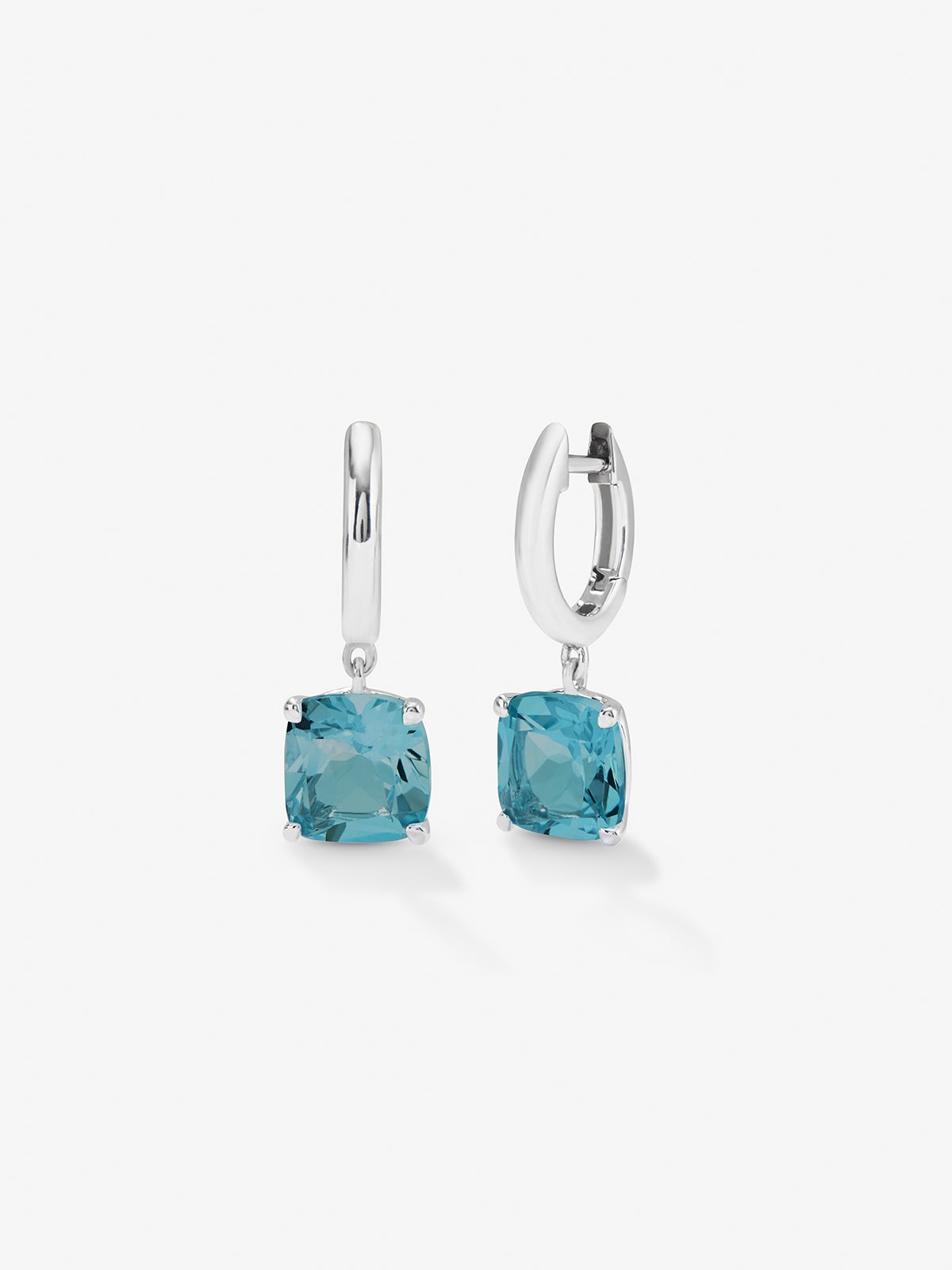 Pendientes aro de plata 925 con topacio colgante