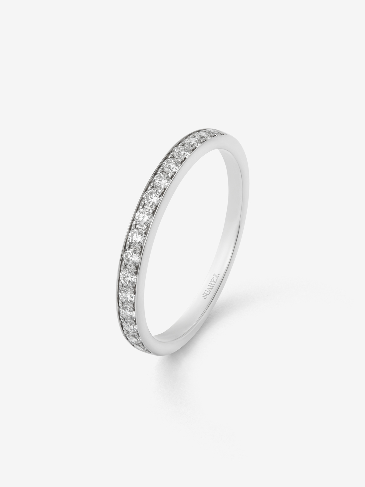 Anillo alianza de compromiso de oro blanco de 18K con diamantes