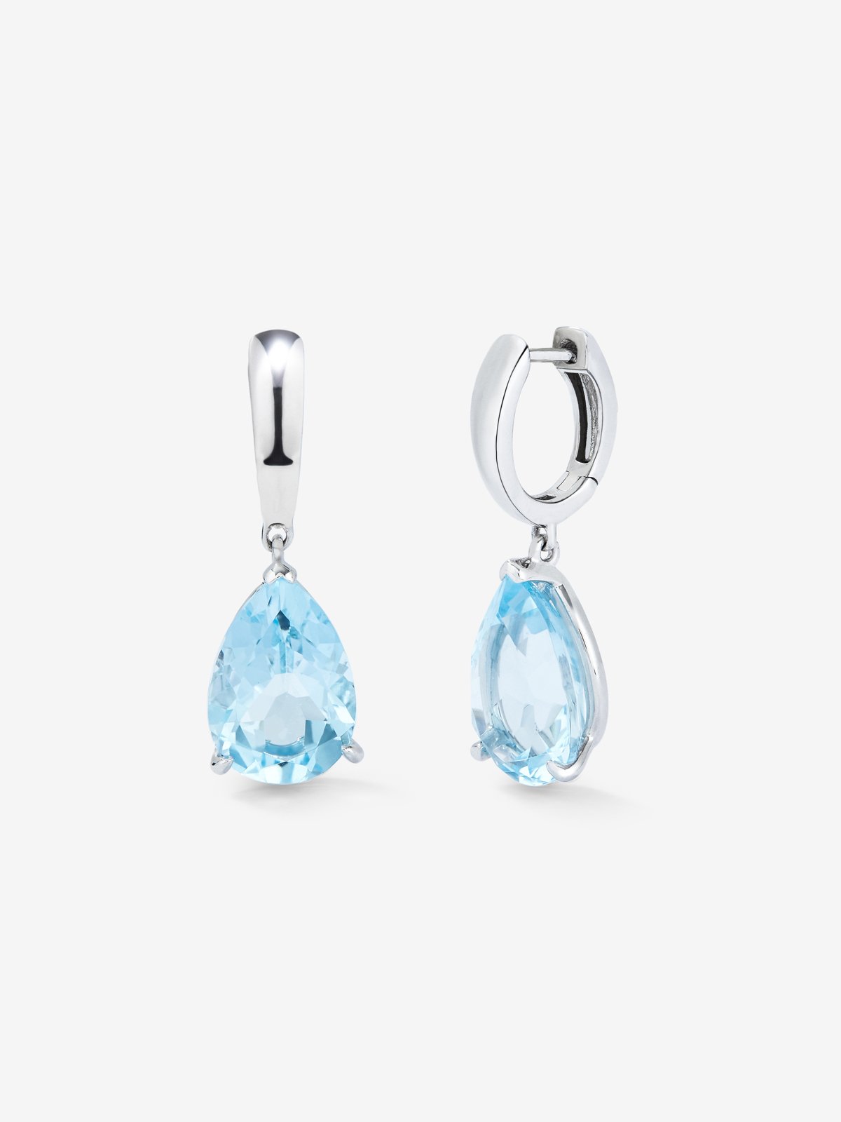 Pendientes aro de plata 925 con topacio colgante