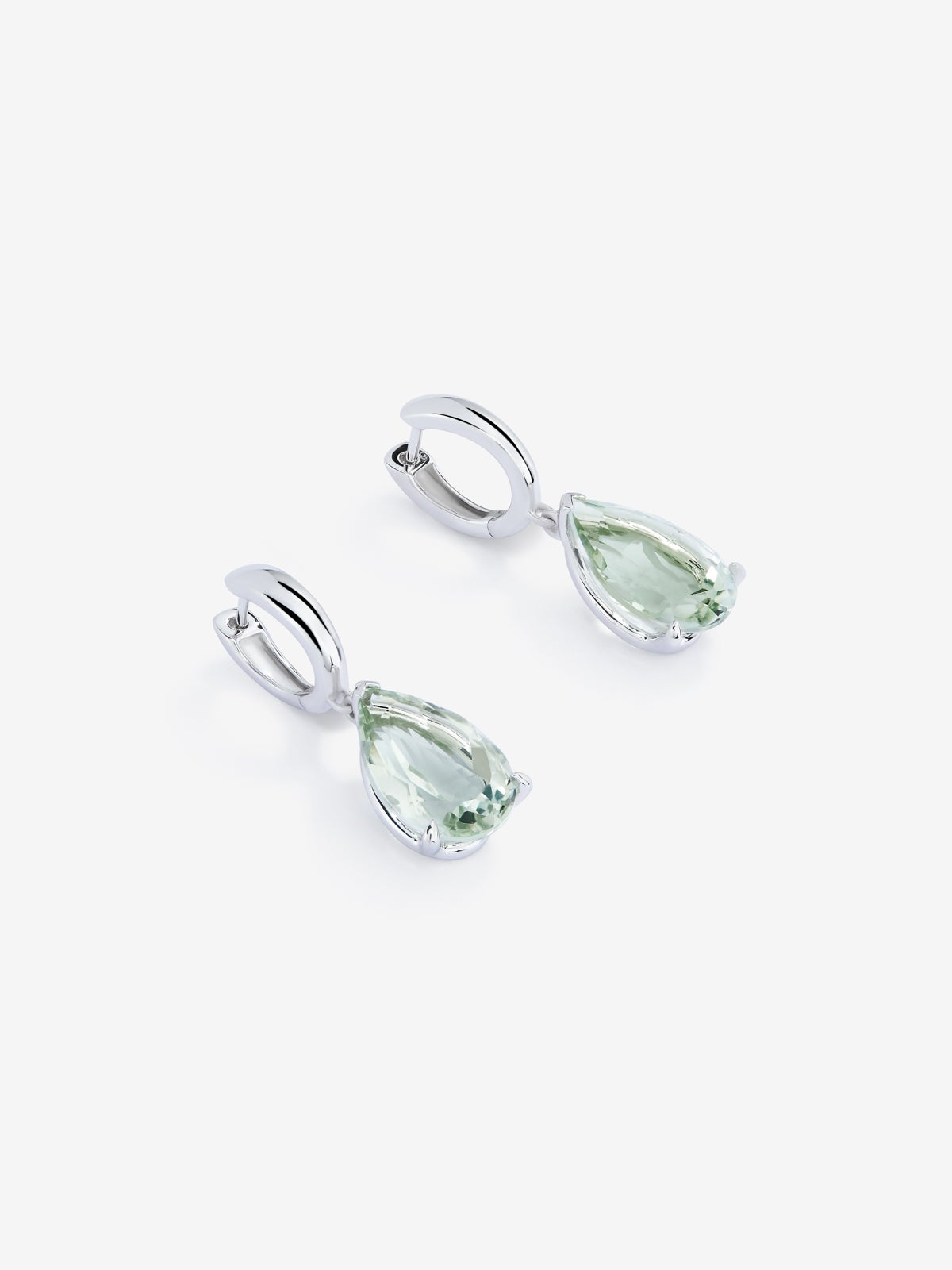 Pendientes aro de plata 925 con amatista verde colgante
