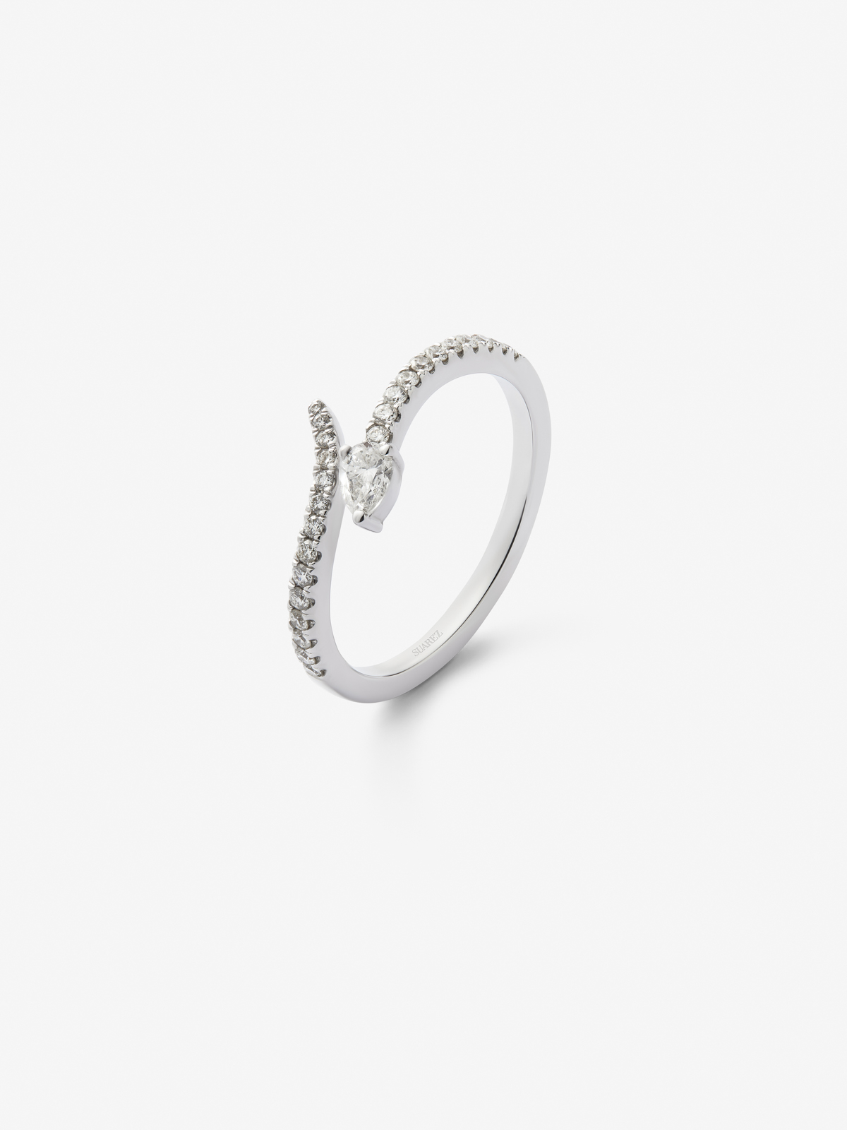 You and me ring in 18K white gold with brilliant-cut and pear-cut white diamonds of 0.32 cts