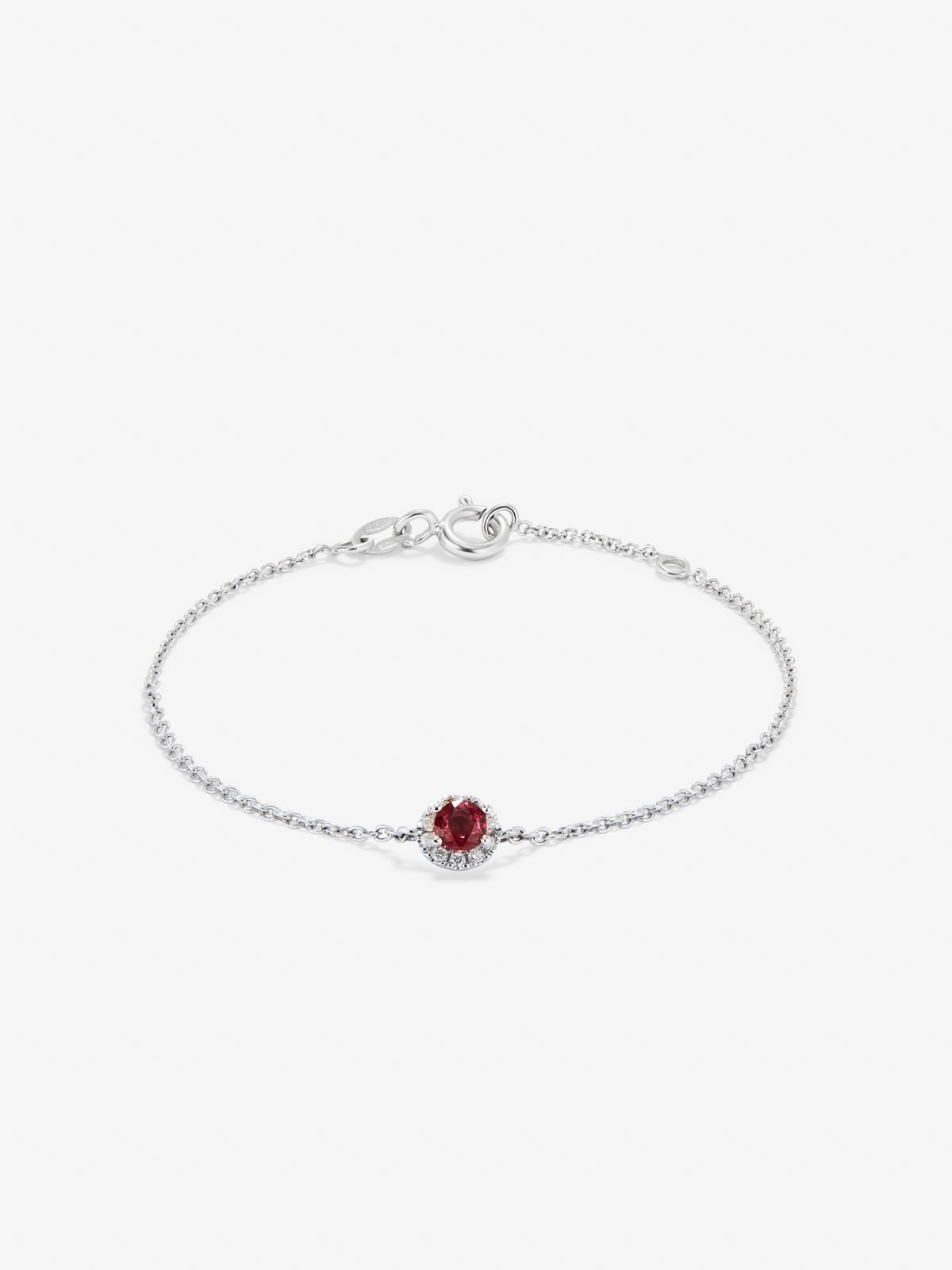 Pulsera de oro blanco de 18K con rubí 0,21 cts y diamantes 0,06 cts