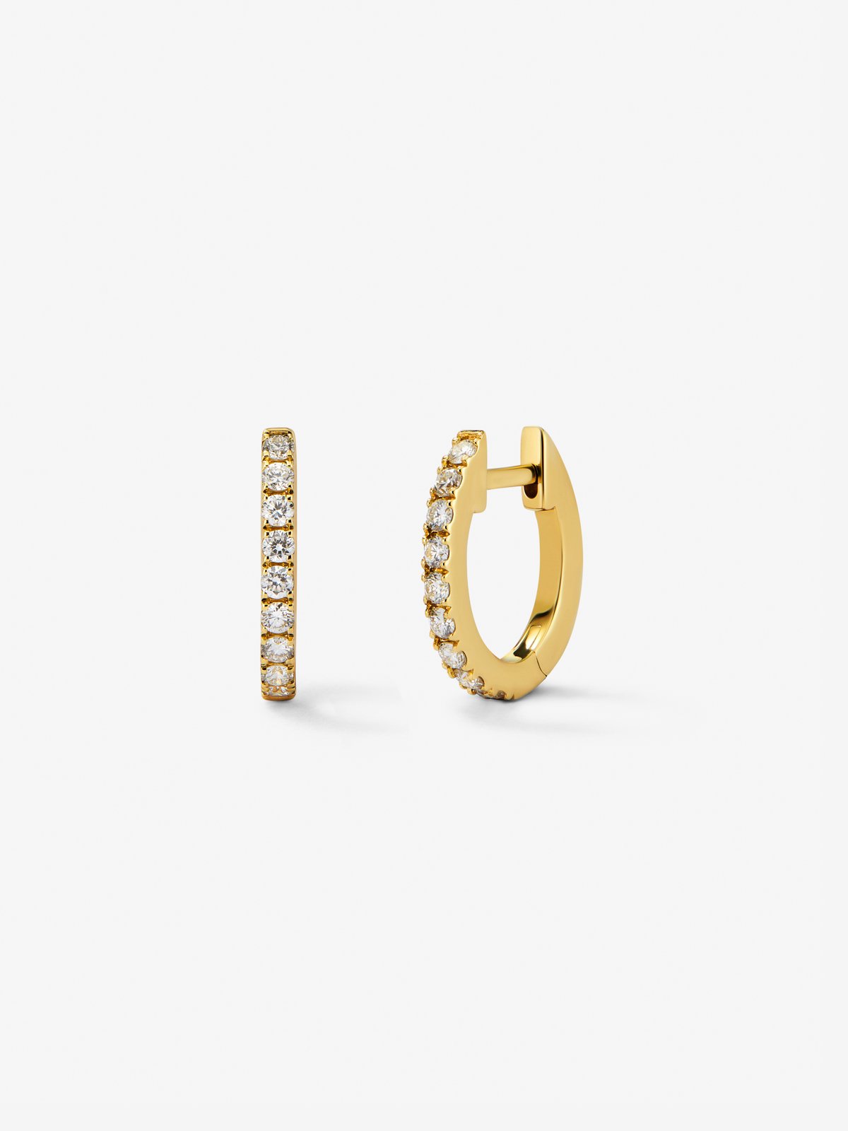 Pendientes de aro de oro amarillo de 18K con diamantes blancos en talla brillante de 0,25 cts 