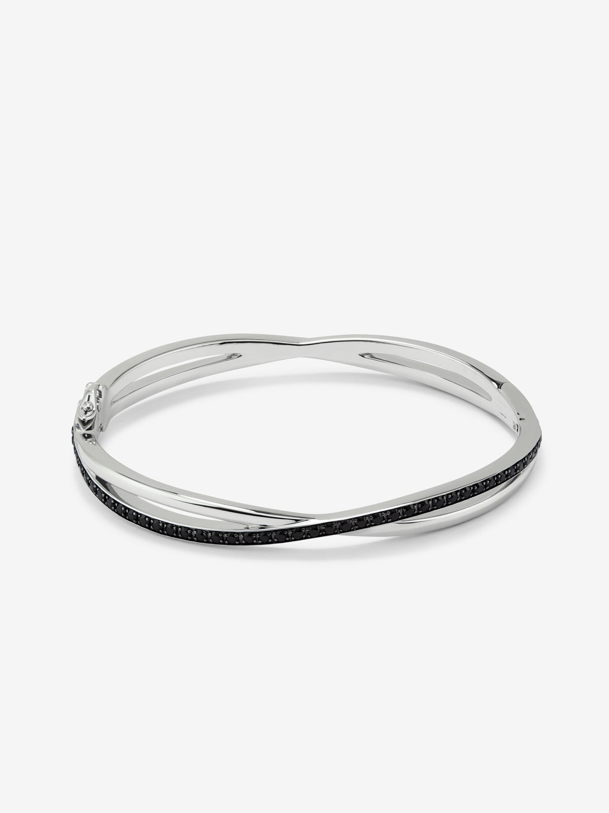 Pulsera rígida cruzada de plata 925 con espinelas