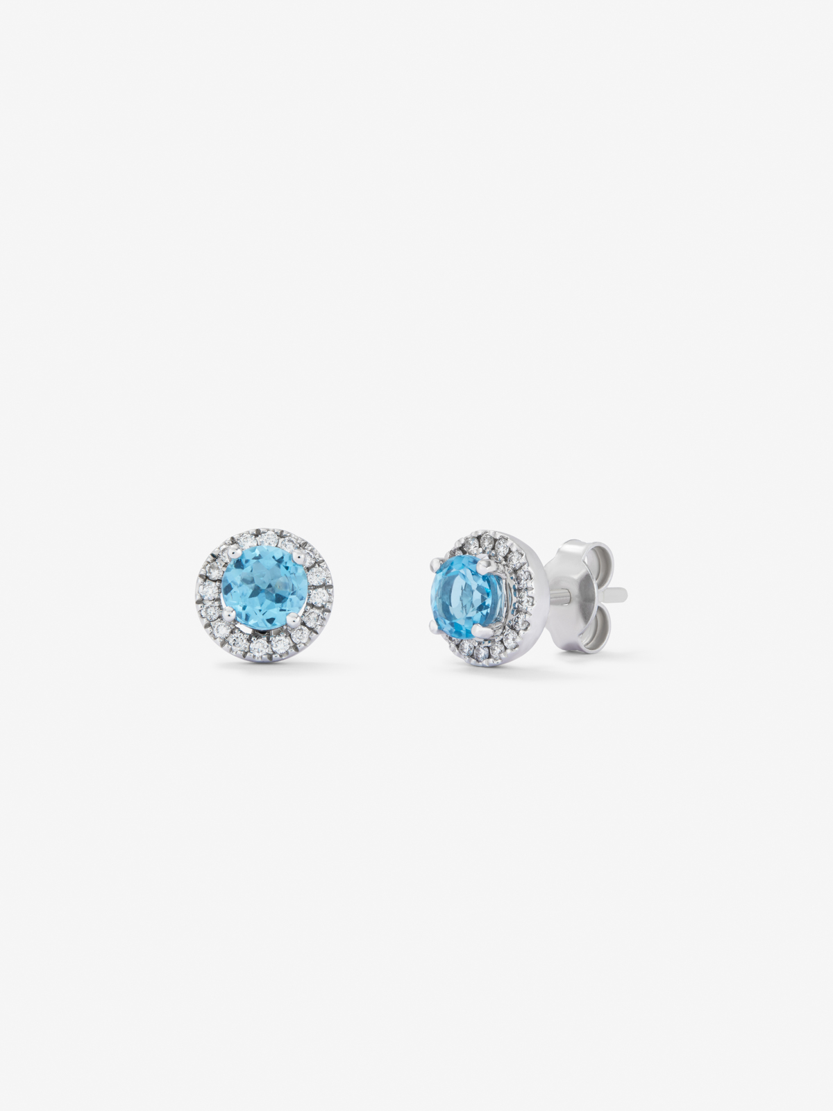 18K white gold earrings with 0.17 cts diamonds and swiss blue 1.26cts