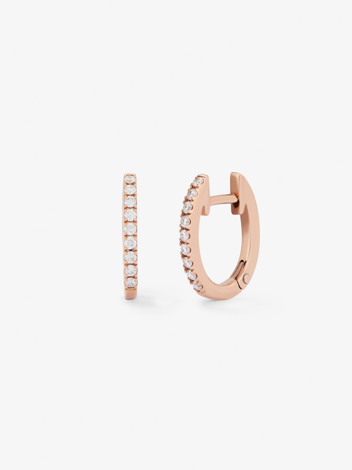 Pendientes aro de oro rosa de 18K con diamantes