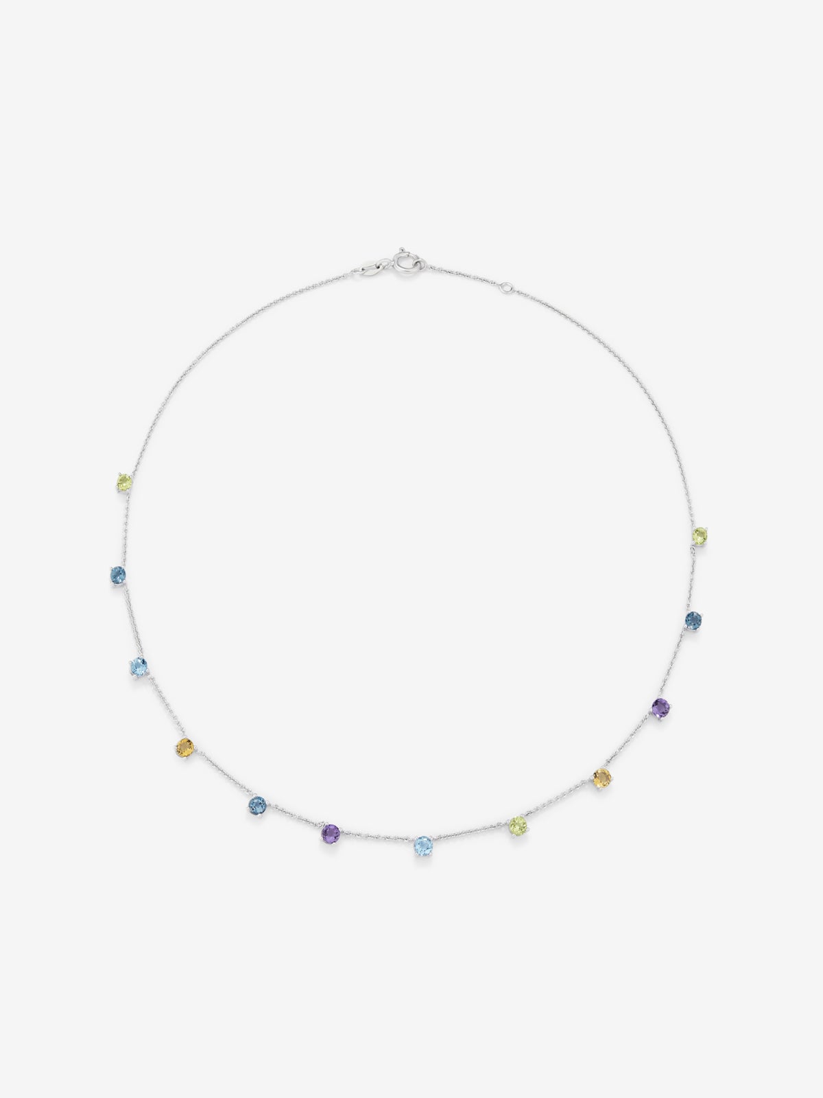 Colgante cadena de plata 925 con gemas multicolor pequeñas