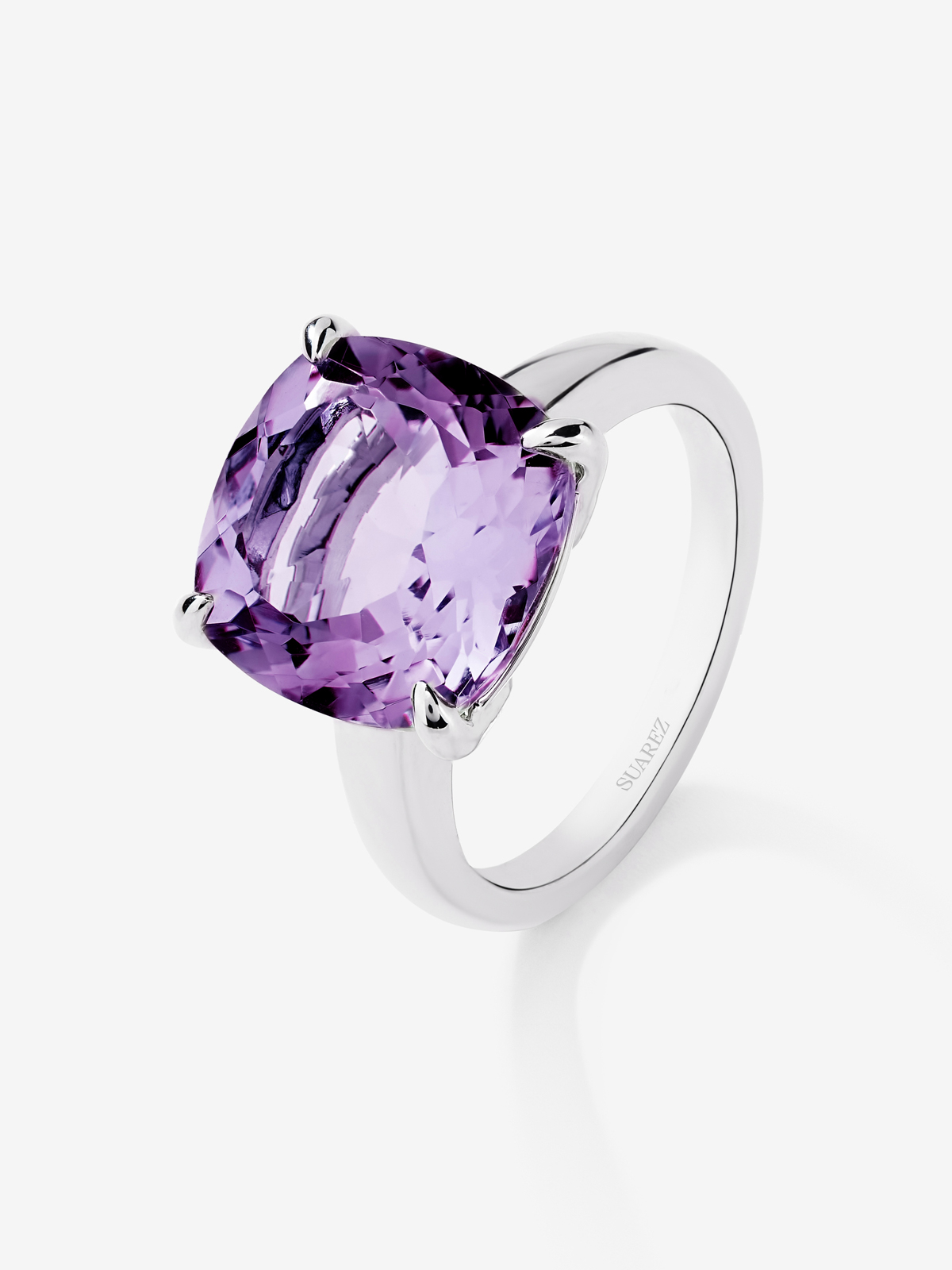 Silver ring with purple amethyst
