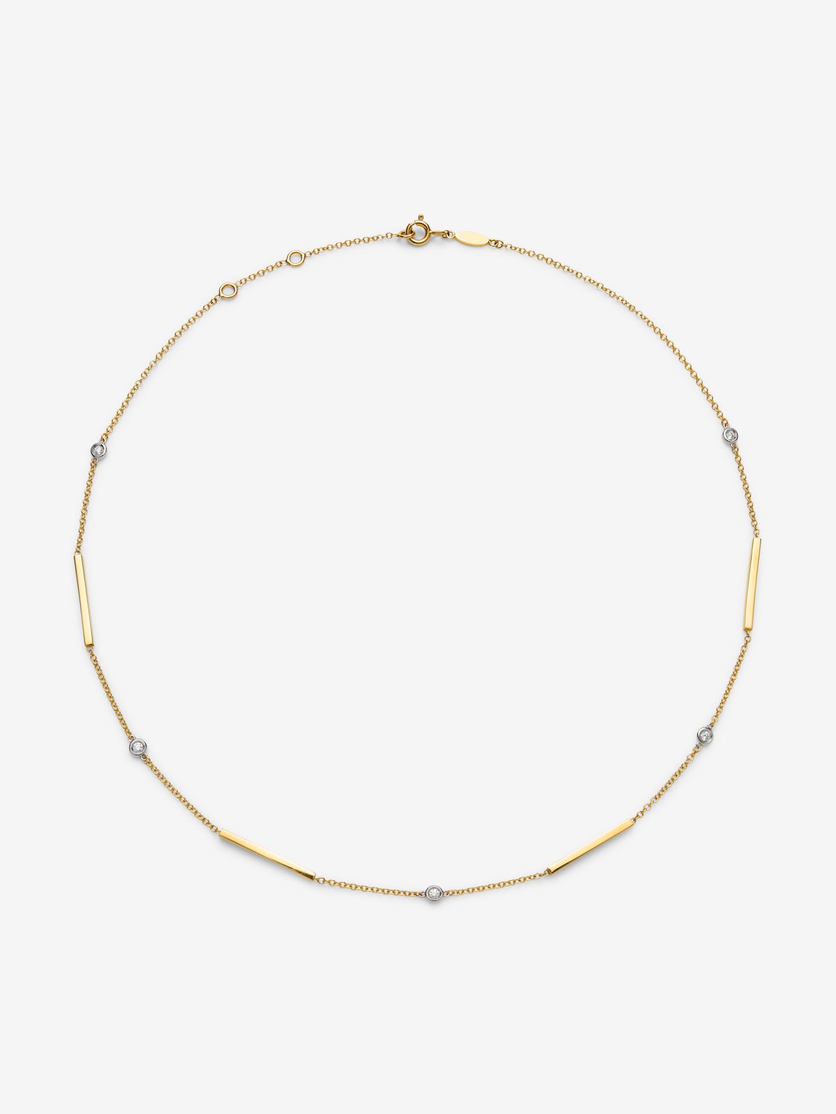 Colgante con barras de oro amarillo de 18K y diamantes en talla brillante con un total de 0,17 cts