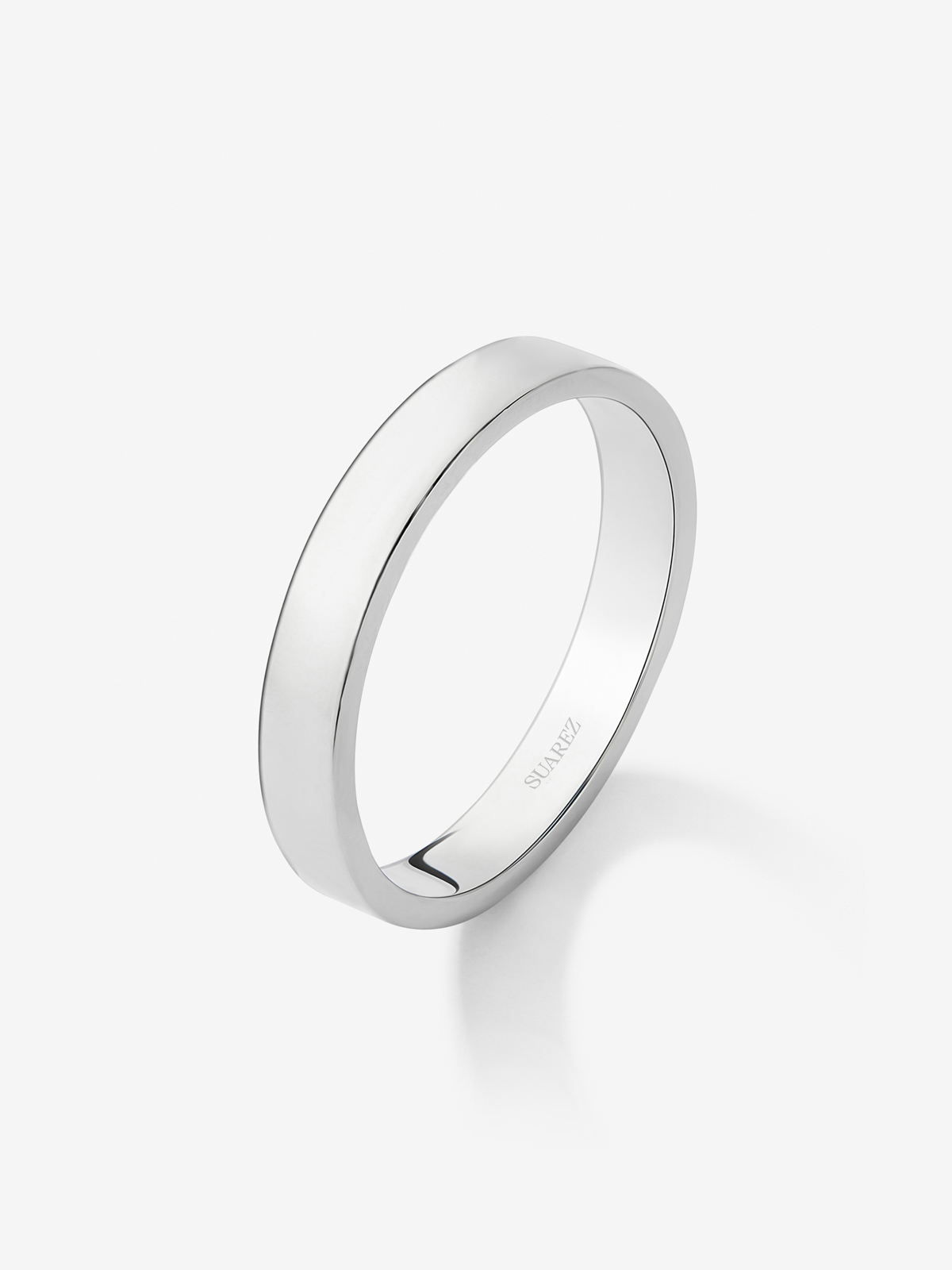 Alianza de boda de oro blanco de 18K de 3,15mm