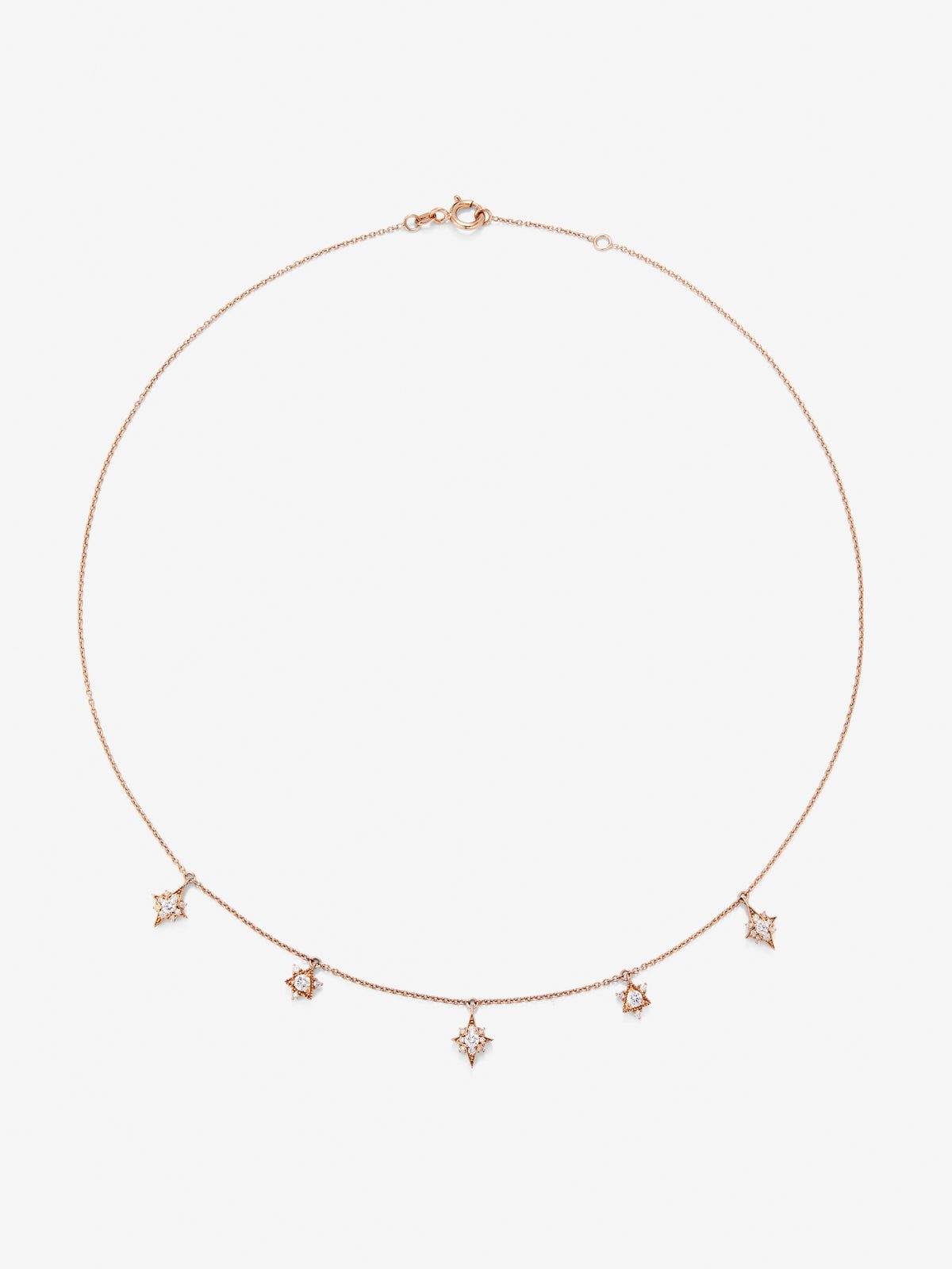 18K Rose Gold Choker Necklace with Diamond Stars.